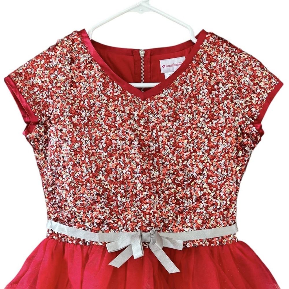 American Girl Decked Out Holiday Red Sequin Tulle Dress Girls 14 Retired